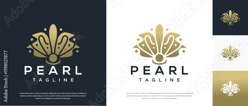 Shell pearl logo design illustration. Shell pearl logo template.