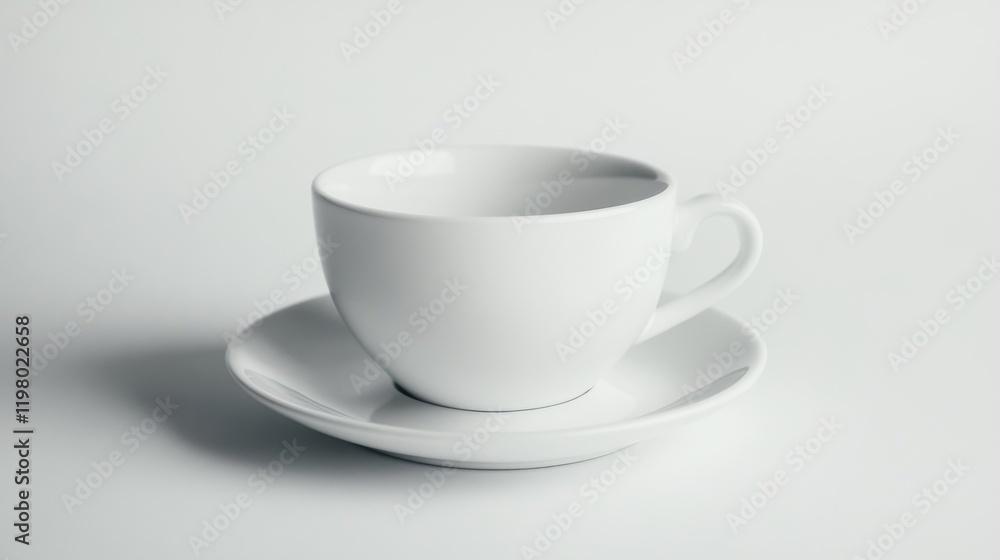 Empty white teacup and saucer on white background. Empty white teacup and saucer on white background.