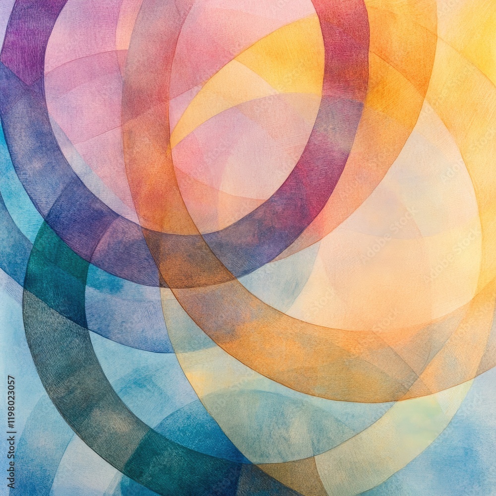 Obraz premium The painting is a colorful abstract of circles
