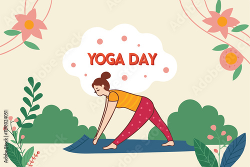 Beautiful girl doing yoga illustration.