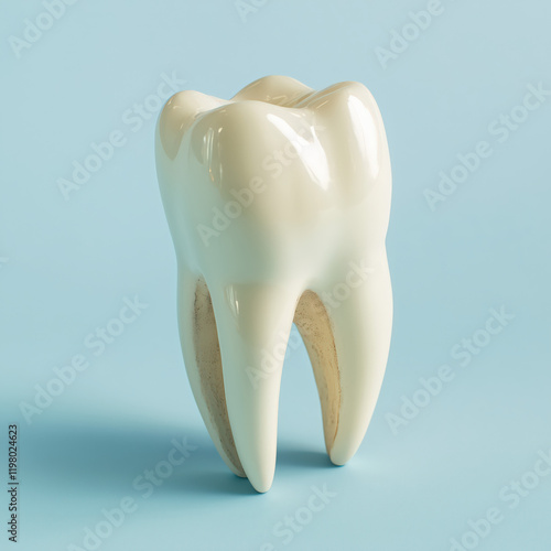 Obraz na płótnie Simple Tooth Model with Visible Root on light Background w salonie