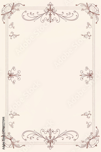 Elegant decorative frame with swirls and flourishes for certificate or invita...