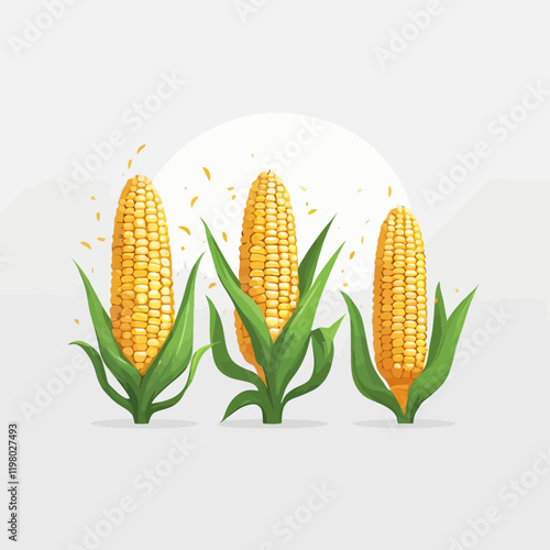 3D maize,maize set ,vector illustration.