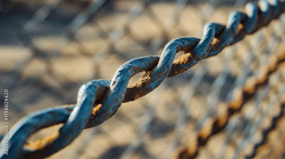Rusty Chain-link Fence Detail: A Close-up of a weathered chainlink Rusty Chain-link Fence Detail: A Close-up of a weathered chainlink