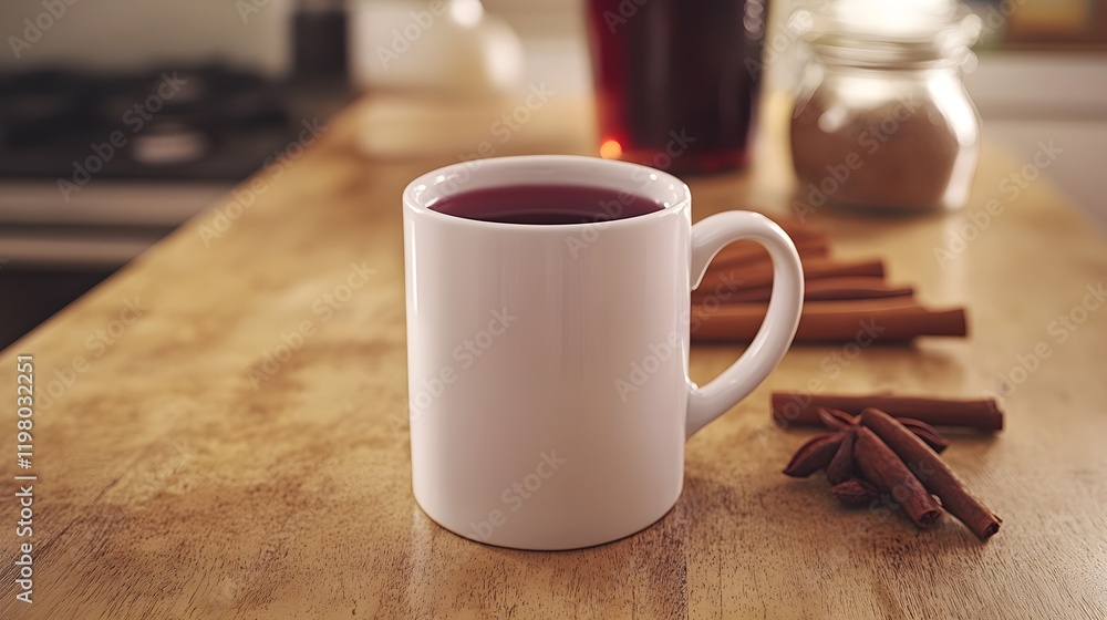 A steaming mug of mulled wine rests on a wooden table, surrounded by warm spices, evoking cozy winter vibes and nostalgia. A steaming mug of mulled wine rests on a wooden table, surrounded by warm spices, evoking cozy winter vibes and nostalgia.