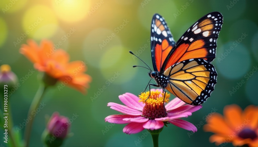Colorful butterfly on a spring flower, with dew and light background , petals, delicate, blossoms Colorful butterfly on a spring flower, with dew and light background , petals, delicate, blossoms