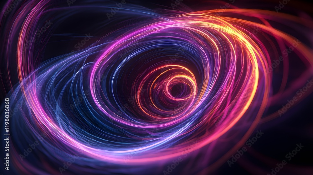 Neon swirls spinning in a digital vortex Neon swirls spinning in a digital vortex