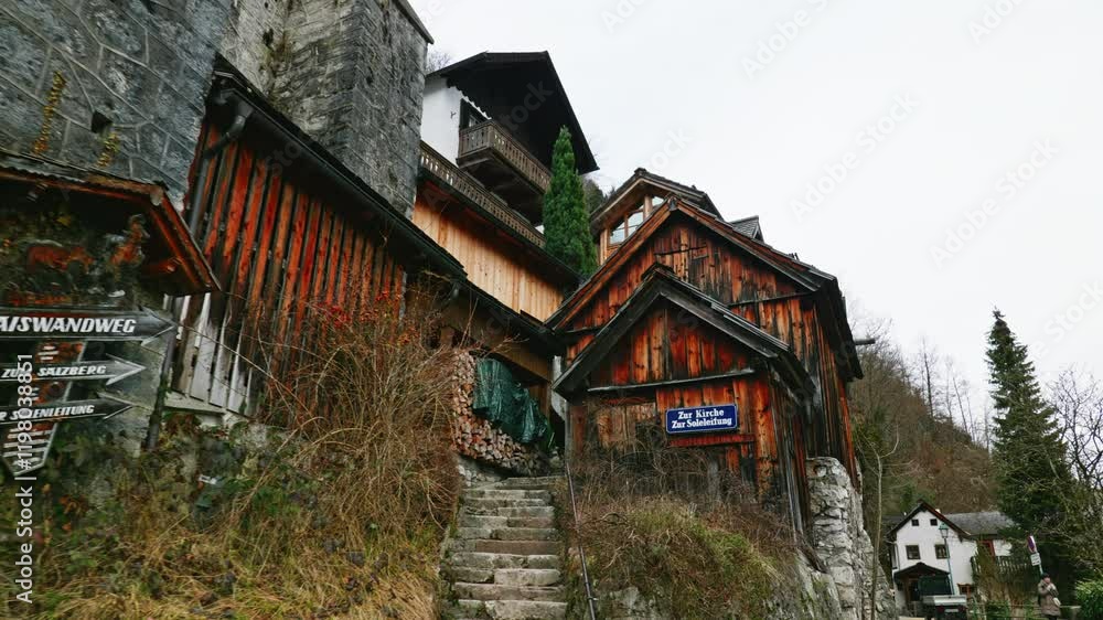 The streets of the old town of Hallstatt in Austria. The streets of the old town of Hallstatt in Austria.