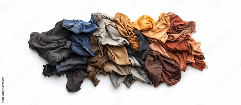 A spectrum of textile hues, a vibrant collection of fabrics in assorted colors, arranged artfully on a stark white backdrop. A spectrum of textile hues, a vibrant collection of fabrics in assorted colors, arranged artfully on a stark white backdrop.