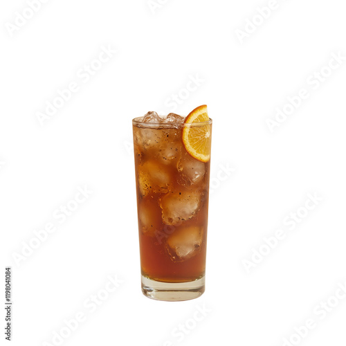 Wallpaper Mural Refreshing iced espresso tonic with orange slice on beige surface Torontodigital.ca