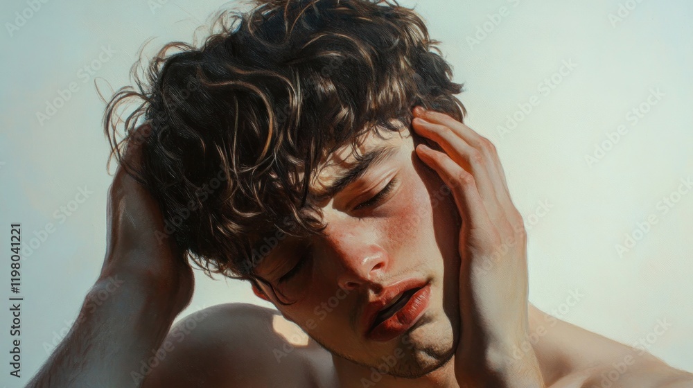 Fototapeta premium Sun-Kissed Youth: A Portrait of Tranquility