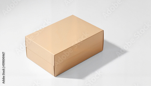 Minimalistic cardboard box on clean surface, product presentation