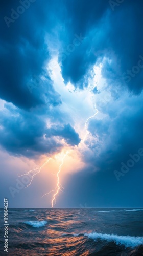 Wallpaper Mural A phone wallpaper with an ocean scene under stormy skies. Waves crashing into the ocean in a tense and dramatic mood. Torontodigital.ca