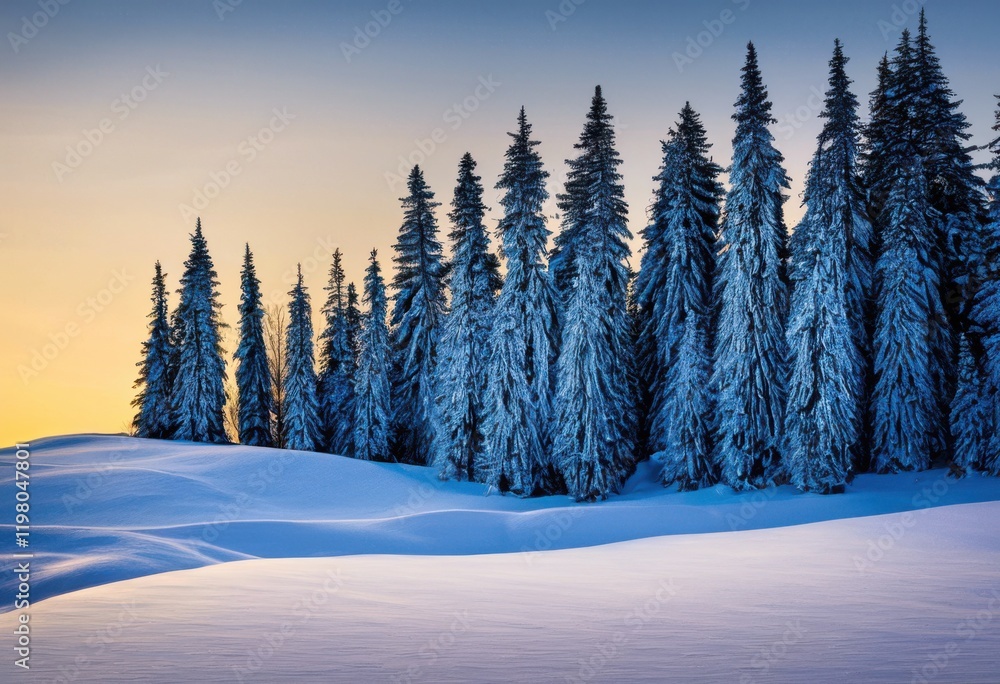 Fototapeta premium enchanting silhouettes snowy trees serene winter landscape captivating beauty nature, beautiful, branches, forest, scene, mountain, view, cold, night