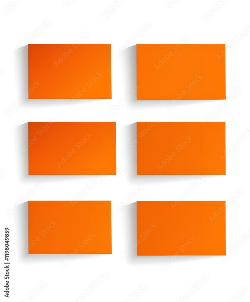 Six Orange Rectangular Cards Arranged In A Grid Six Orange Rectangular Cards Arranged In A Grid