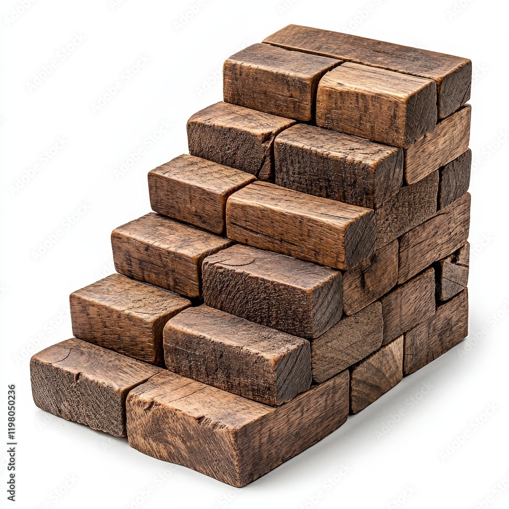 Fototapeta premium The concept of Wooden Stairs symbolizes the path to growth, success, and accomplishment