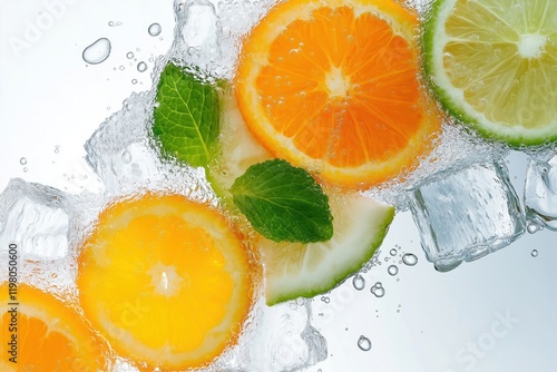 A close up of a fruit salad with oranges and limes