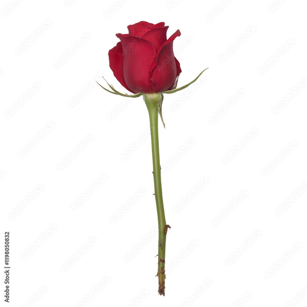 Beautiful red rose with delicate petals on white background Beautiful red rose with delicate petals on white background