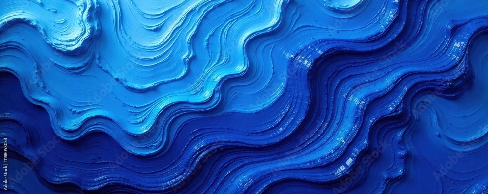 Obraz premium Swirling cobalt and indigo hues, textured paint , wave, abstract, graphic