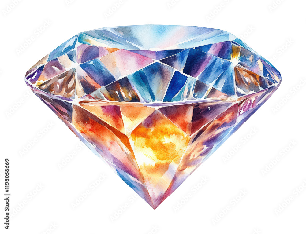 Artistic diamond watercolor on still life high fidelity close-up view luxury concept isolated on transparent background png Artistic diamond watercolor on still life high fidelity close-up view luxury concept isolated on transparent background png