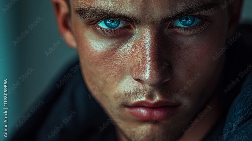 Brutal portrait of a man with blue eyes. Generative AI Brutal portrait of a man with blue eyes. Generative AI