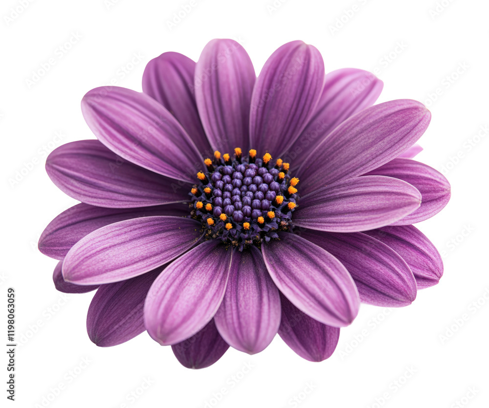 Purple flower cutout on nature floral minimalistic design vibrant colors isolated on transparent background png