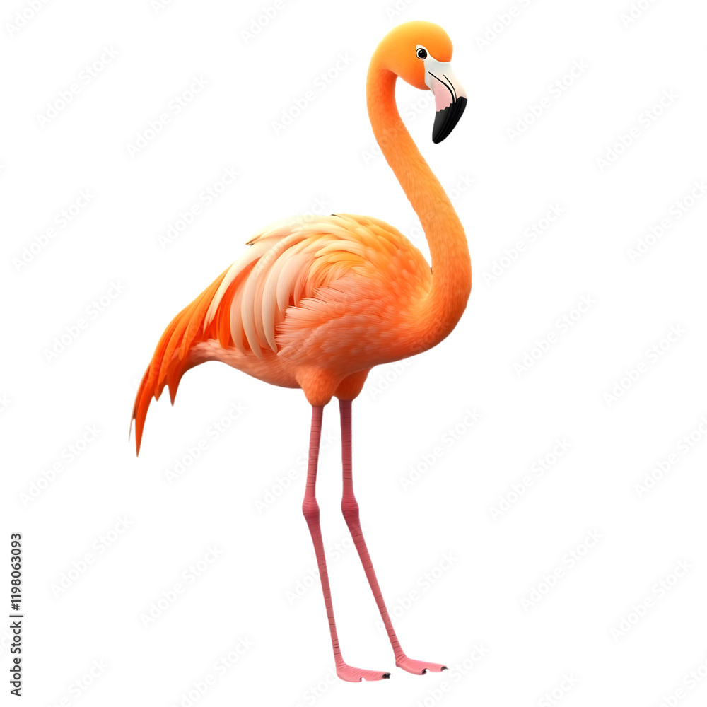 Vibrant Flamingo Illustration with Bright Orange Feathers Standing Gracefully Vibrant Flamingo Illustration with Bright Orange Feathers Standing Gracefully