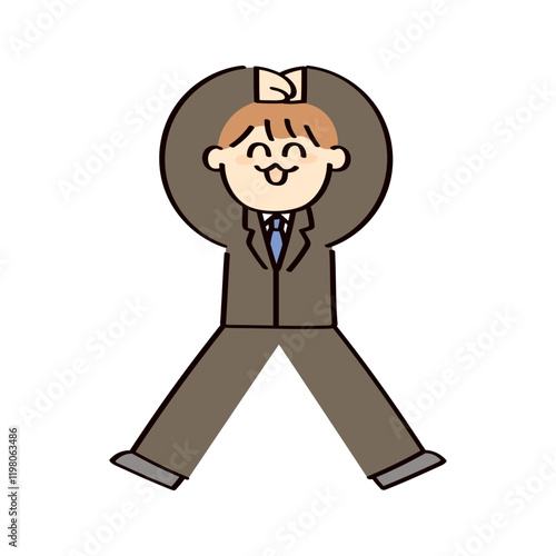 ご機嫌なスーツの男性のイラスト
