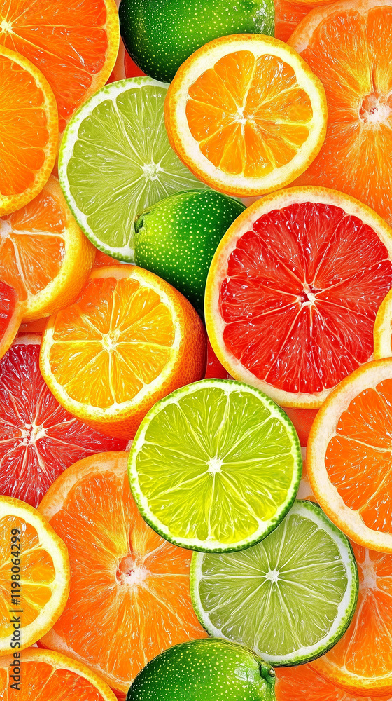 Fototapeta premium Vibrant Citrus Fruit Slices Background