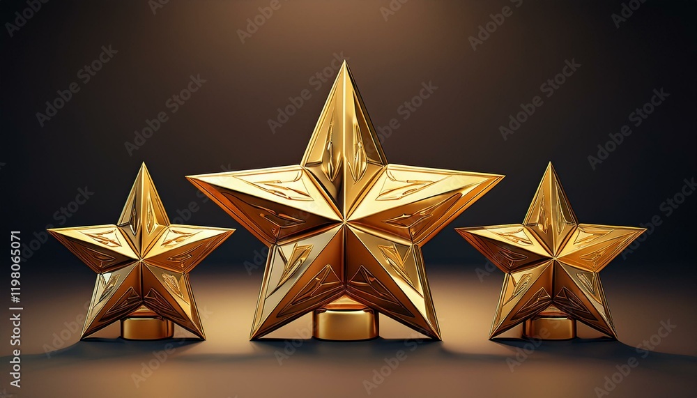 Obraz premium five golden stars represent a perfect rating or top notch quality