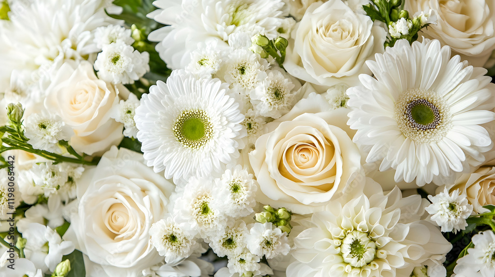 Close-up shot of a bouquet of white flowers, ideal for decorative designs Close-up shot of a bouquet of white flowers, ideal for decorative designs