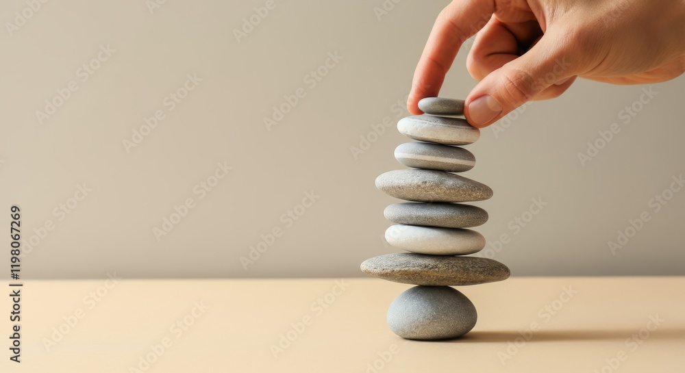 Obraz premium Hand is holding a stack of rocks