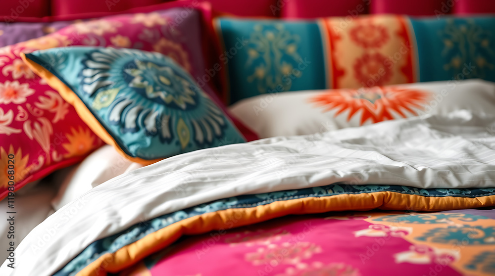 Vibrant Bohemian Bedding: Colorful Ethnic Textiles and Patterns for a Luxurious Bedroom Design Vibrant Bohemian Bedding: Colorful Ethnic Textiles and Patterns for a Luxurious Bedroom Design