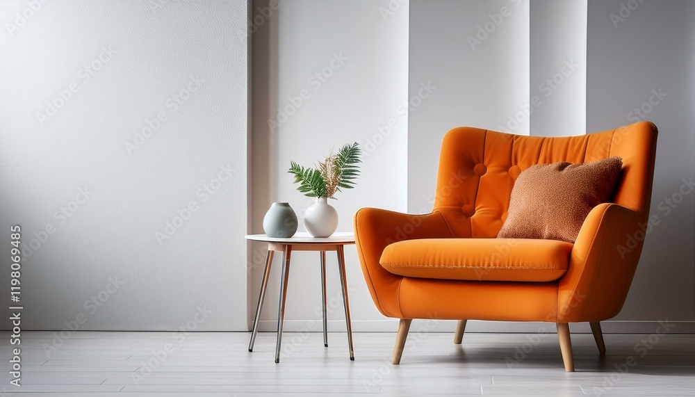 home loan property qualification concept cozy orange chair beside a minimalist table in a bright modern interior space home loan property qualification concept cozy orange chair beside a minimalist table in a bright modern interior space