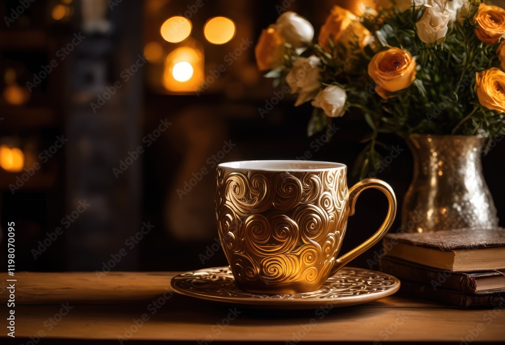 Obraz premium elegant coffee mug showcasing artistic coffee swirls unique patterns modern coffee lovers, brew, design, coffeeart, beverage, ceramic, drinks, kitchen