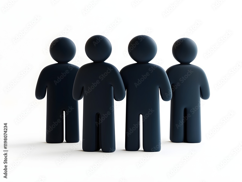 Four dark figures stand together in a row Four dark figures stand together in a row
