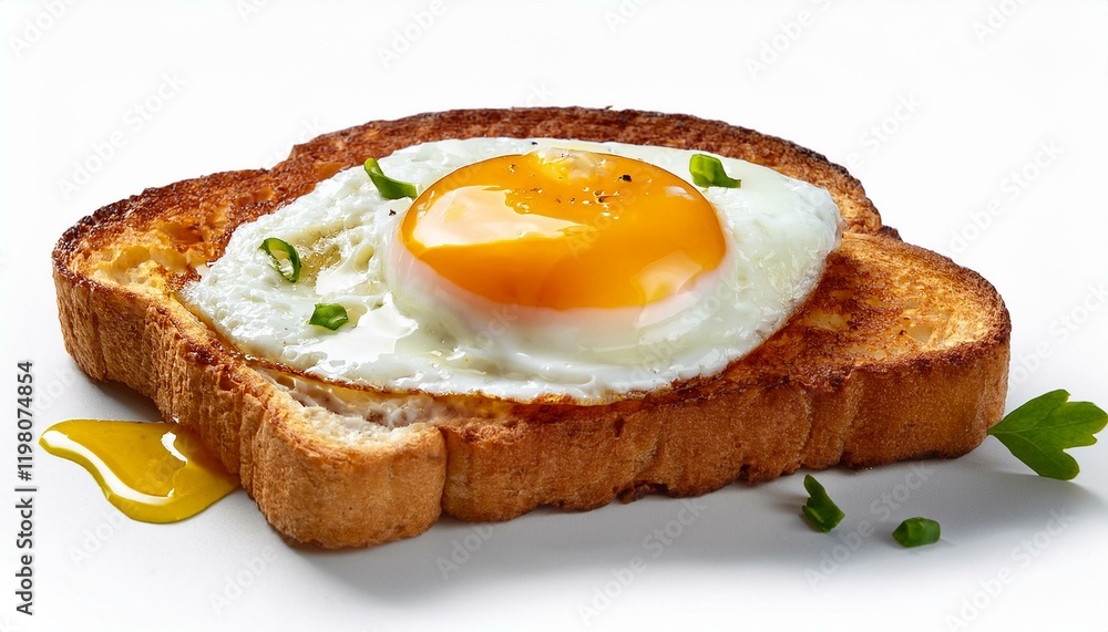 fried egg on toast isolated on white background fried egg on toast isolated on white background