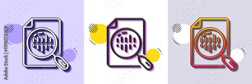 Diagram chart line icon. Halftone dotted pattern. Gradient icon with grain shadow. Analytics graph sign. Market analytics symbol. Line analytics chart icon. Various designs. Vector