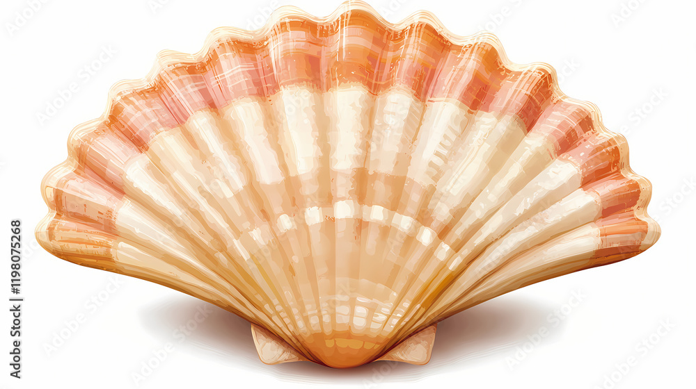 A closeup of a seashell specifically a scallop. Seashell. Illustration A closeup of a seashell specifically a scallop. Seashell. Illustration
