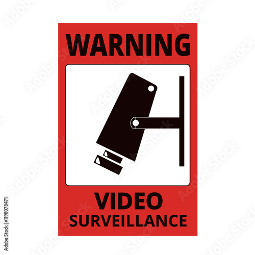 Warning video surveillance banner on a white background