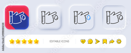 Blood donation line icon. Neumorphic, Flat shadow, 3d buttons. Medical analyzes sign. Pharmacy medication symbol. Line blood donation icon. Social media icons. Vector