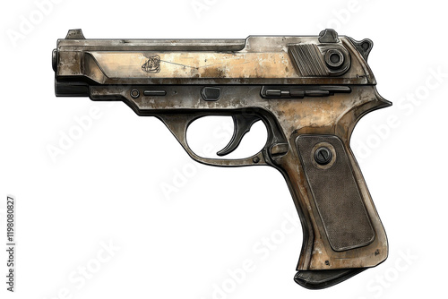 Isolated Rusty Metallic Vintage Gun photo