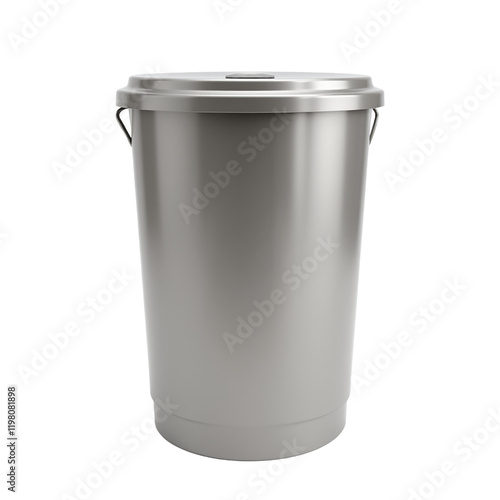 Picture of a gray metal trash can or basket photo