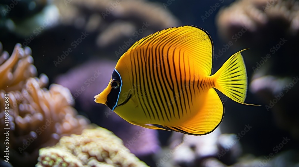 Vibrant Yellow Fish in a Coral Reef Vibrant Yellow Fish in a Coral Reef