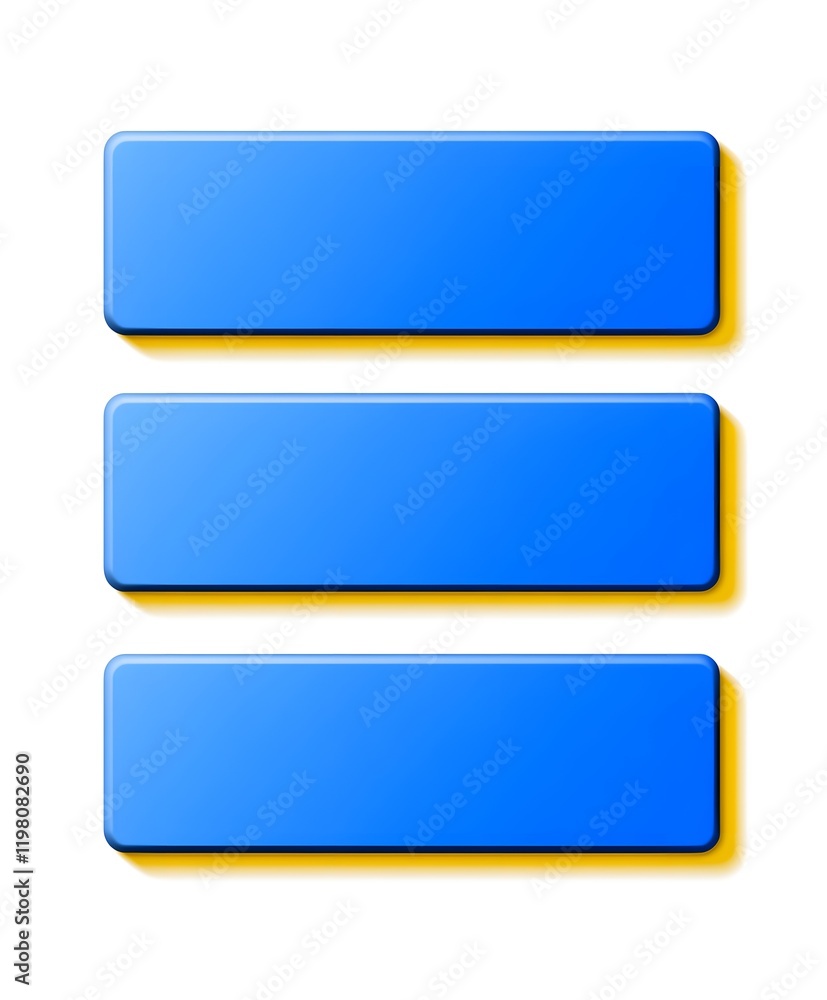 Three Horizontal Blue Rectangular Blank Buttons Three Horizontal Blue Rectangular Blank Buttons