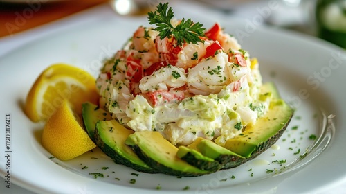 Delicious Crab Salad in Avocado Boat photo