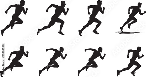 Black Athletics silhouette icon vector illustration isolate on white background