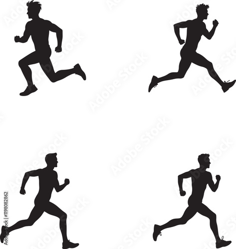 Set of Running Man logo, icon vector illustration isolate on white background