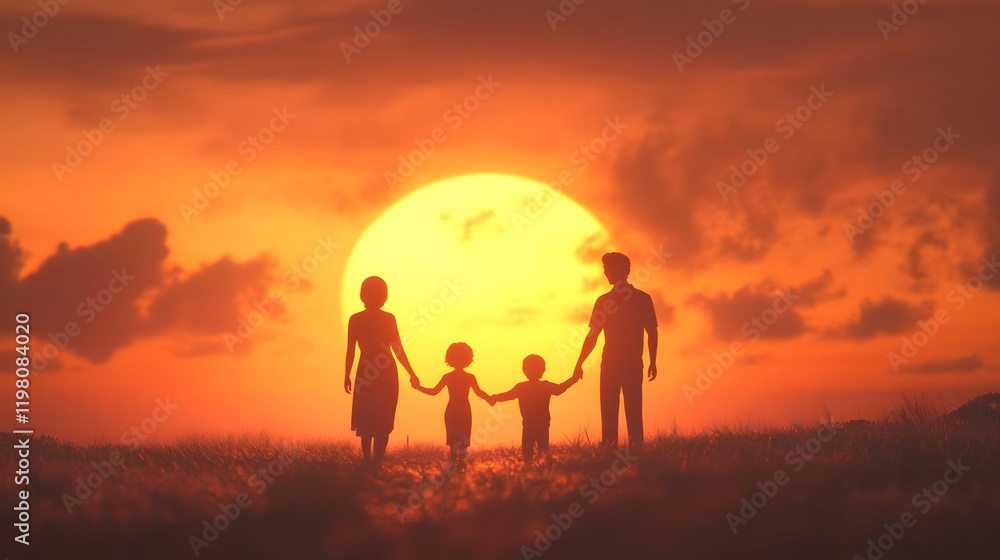 Family watching sunset together
Family watching sunset together