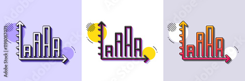Diagram graph line icon. Halftone dotted pattern. Gradient icon with grain shadow. Column chart sign. Market analytics symbol. Line diagram graph icon. Various designs. Vector